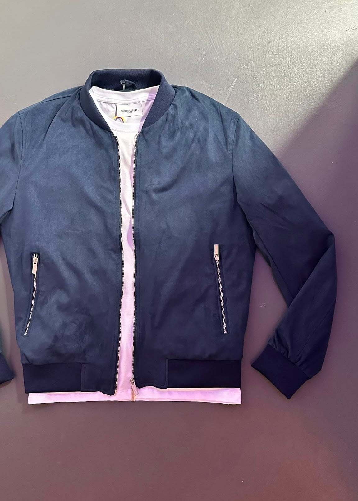 BOMBER SCAMOSCIATO BLU - OVER/D