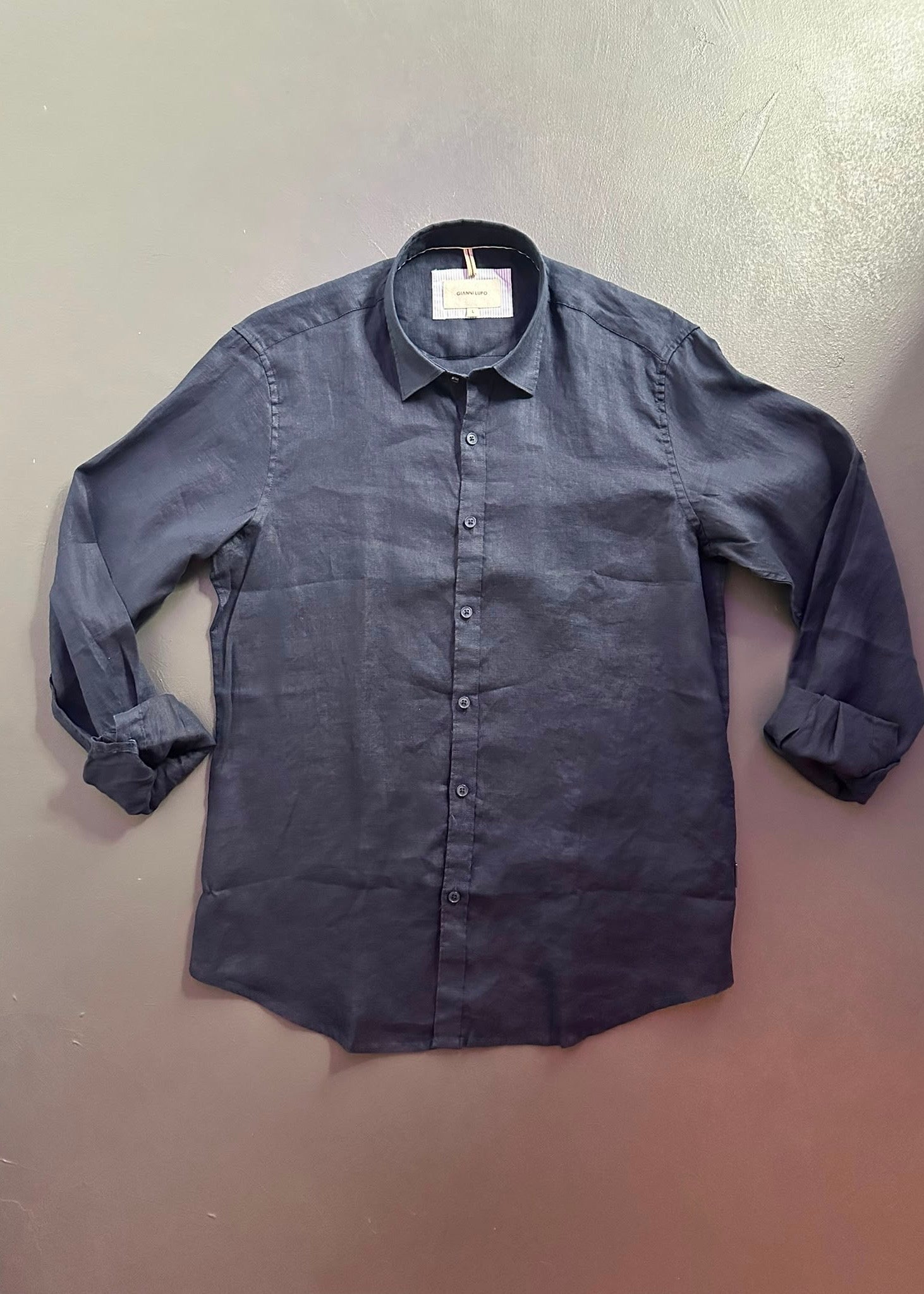 CAMICIA LINO NAVY - GIANNI LIPO